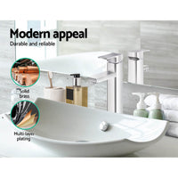 WELS Basin Mixer Tap Bathroom Counter Faucet Square Tall Vanity Brass Silver - Catching Deals