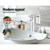 WELS Basin Mixer Tap Bathroom Counter Faucet Square Tall Vanity Brass Silver - Catching Deals