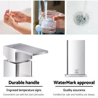 WELS Basin Mixer Tap Bathroom Counter Faucet Square Tall Vanity Brass Silver - Catching Deals