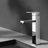 WELS Basin Mixer Tap Bathroom Counter Faucet Square Tall Vanity Brass Silver - Catching Deals