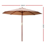 Instahut Outdoor Umbrella 3M Pole Cantilever Stand Garden Umbrellas Patio Beige