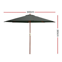 Instahut Outdoor Umbrella 3M Pole Umbrellas Stand Sun Beach Garden Deck Charcoal